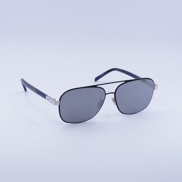 Berluti BL40004U 01C Sunglasses Silver/Blue Square Frame, Silver Lenses - Picture 1 of 9